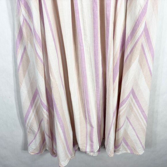 Torrid Plus Size 2X Dress‎ Midi Linen Button Front Dress Pink White Pockets 1289 - Picture 8 of 10